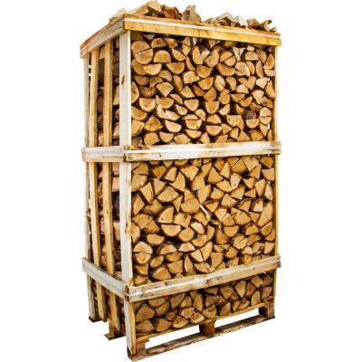 Große Kiste mit Eichenbrennholz